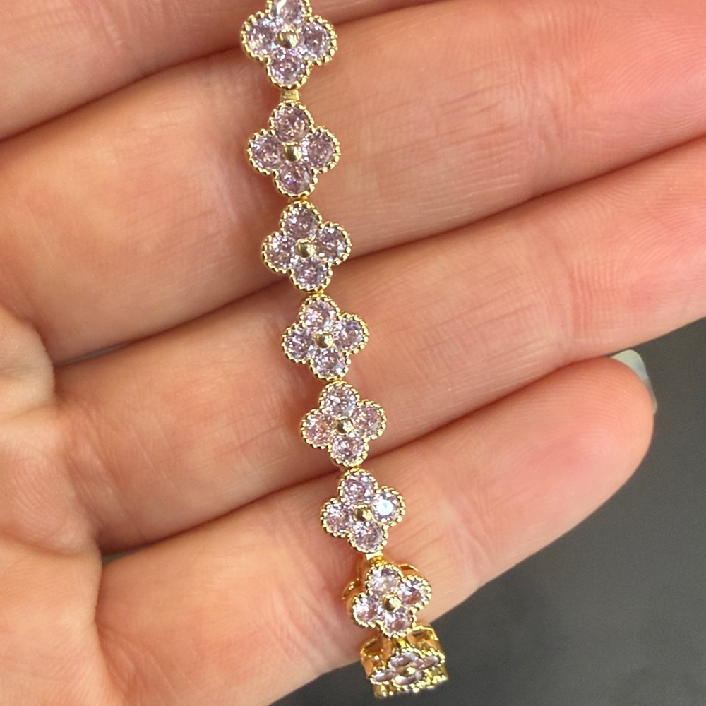 Gold and Pink Floral Bracelet